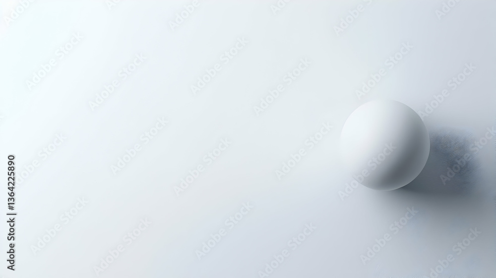 Poster single white egg resting on a light white surface with a soft shadow minimalist studio render