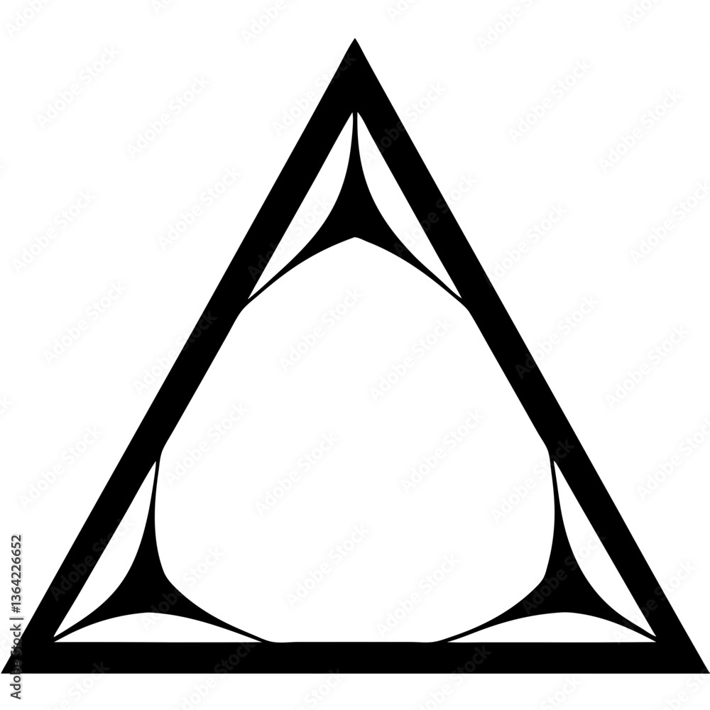 Poster a bold triangular frame encapsulates a smooth, organic form, creating a striking contrast of geometr