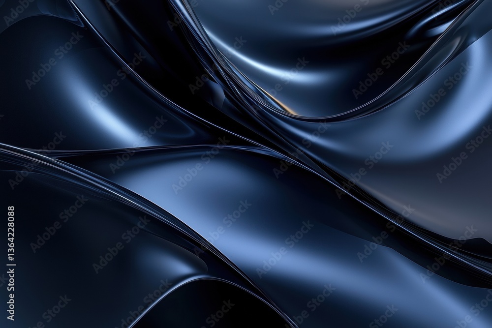 Wall mural smooth black abstract waves flowing elegantly across surface design