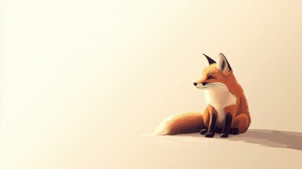 Cute Red Fox Illustration with Peaceful Animal Art.