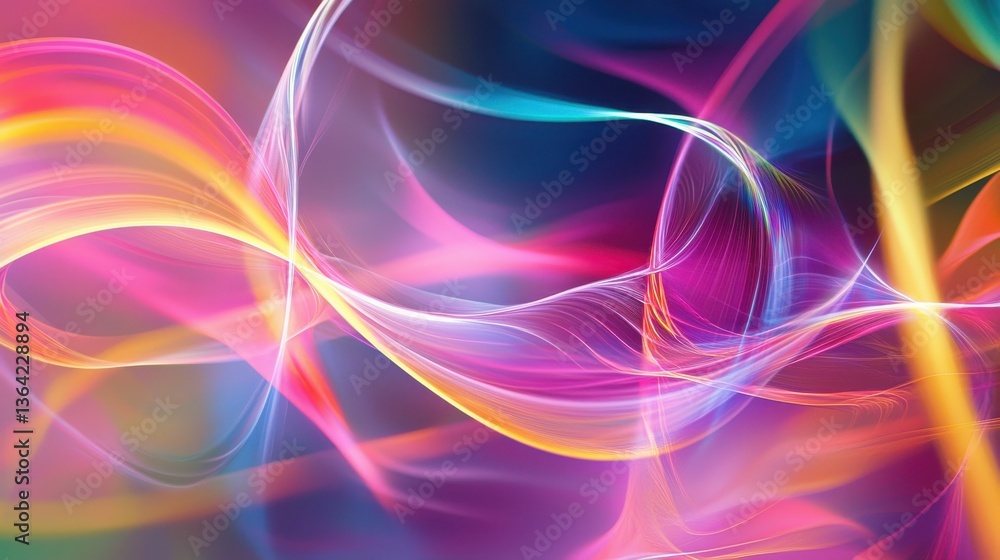 Wall mural abstract colorful swirl patterns with vibrant flowing light trails