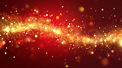 Golden Sparkles on Red Background