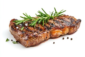 Perfectly grilled steak, seasoned with rosemary