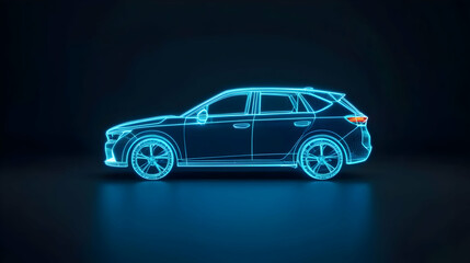 Futuristic Blue Neon Suv Profile View