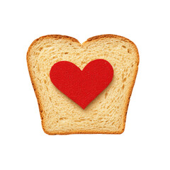 Toast Slice with Red Heart on Isolated