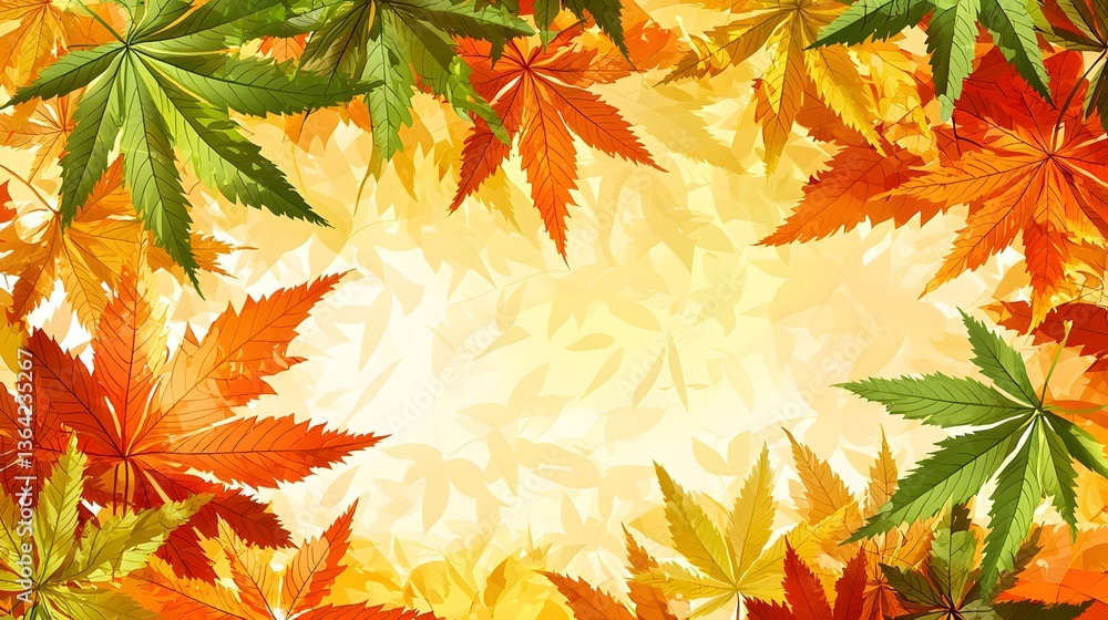 Poster warm and inviting background featuring autumn leaves in vibrant colors creating a serene atmosphere 