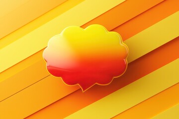 Vibrant 3D Comic Bubble, Gradient Yellow and Red on Orange Stripes.