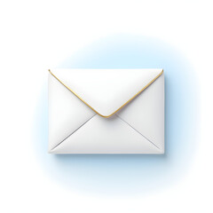 Elegant White Envelope Icon | 3D Mail Symbol | Gold Trim Letter