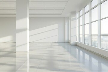 Vibrant Picture of White Open Space Office Corner with Windows