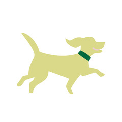 Illustration of a Smiling Cream-Colored Dog Running Energetically