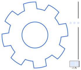 Large gear connected to computer system symbolizing automation, optimization, system integration, and productivity. Ideal for technology, innovation, team collaboration, project management