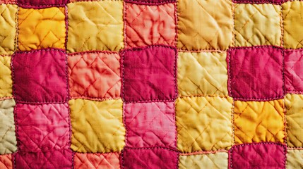 Vibrant quilted textile patterns studio setting fabric art close-up view