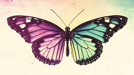 Obraz premium Colorful butterfly wings spread, pastel background, nature art, ideal for decoration