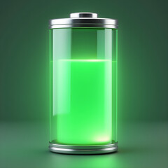 Battery Icon – Green Energy, Power, Charging, and Electricity Symbol