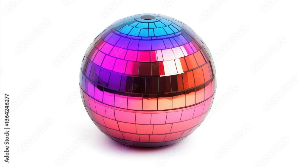 Poster a colorful mirrored sphere displaying various reflective geometric shapes