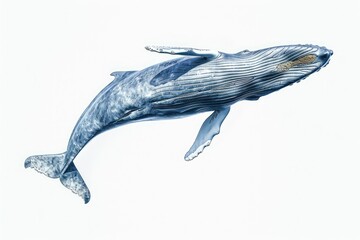 Ultra Hd Picture of Blue Whale Gliding Gracefully, Isolated on White