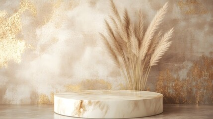 Elegant Pampas Grass on Marble Display of excellence in splendor beyond compare with grace