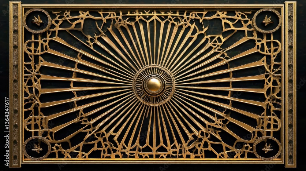 Poster elegant golden geometric pattern displaying intricate design