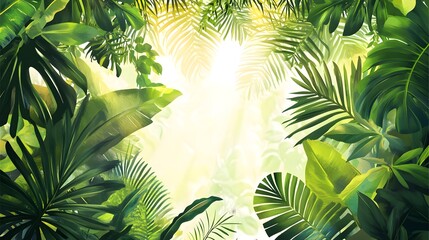 Lush Tropical Rainforest Canopy Sunlight of excellence in splendor beyond compare with grace