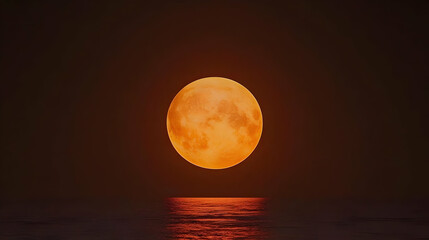 Obraz premium Pixelated Orange Moon Over Water at Sunset