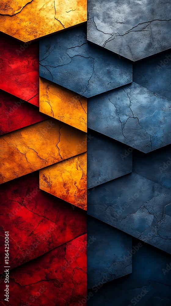 Poster colorful hexagonal tile pattern