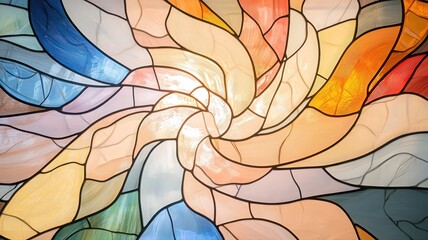 Abstract Swirling Stained Glass Artwork in Warm and Cool Tones