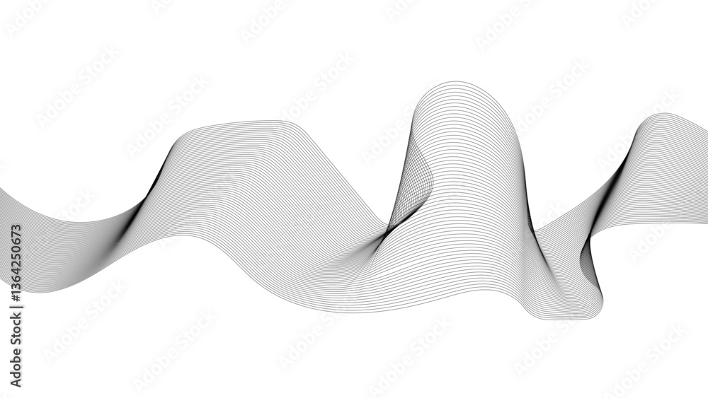 Poster thin wavy line abstract background. wavy line horizontal divider outline minimalist background. tech