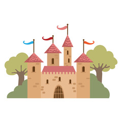 Fototapeta premium Medieval castle vector cartoon illustration
