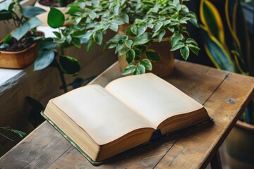 High Resolution of High Angle View of Open Book on Table