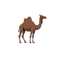camel in the desert Camel with Saddle, Two Humped Dessert Animal, Symbol of Egypt Flat Style Vector Illustration on White Background