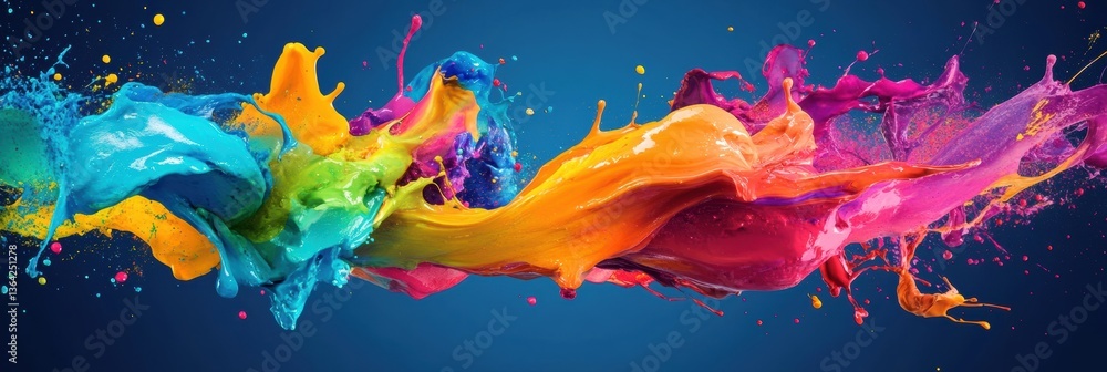 Aufkleber vibrant explosion of abstract colorful paint splashes capturing the essence of creative energy in a 