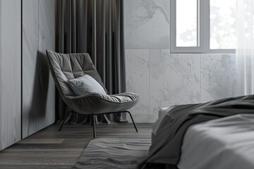 Ultra Quality Picture of Gray Minimalistic Master Bedroom Corner