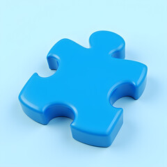 3D Blue Puzzle Piece Icon – High-Quality Jigsaw Illustration for Design & Branding
