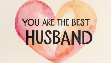 You are the best husband, Watercolor Card  with Heart