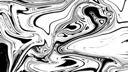 Black and White Liquid Marble Pattern - Monochrome Abstract Background, mixing seem layer of rock, texture of planet in space.
