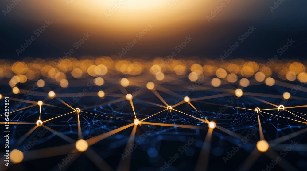Poster big data digital interface with interconnected data points representing analytics and business intel