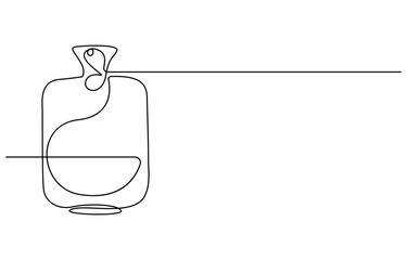 Single continuous line drawing of Hot Water Bag. Equipment for doctor examining patient heart beat condition