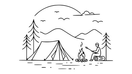 Camping Pose Line Art: Simplify Outdoor Living with Minimalist Art