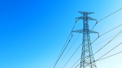 Fototapeta premium Power Lines Against A Clear Blue Sky