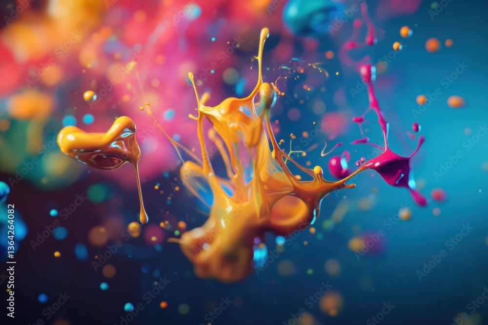 Poster vibrant abstract paint splashes floating in mid-air create a dynamic expression of creative energy i