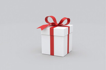 Fototapeta premium white gift box with a red ribbon and bow