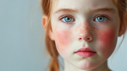 Girl, freckles, flushed cheeks, portrait, studio, healthcare