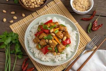 Delicious Kung Pao Chicken with Rice A Vibrant Asian Cuisine Delight