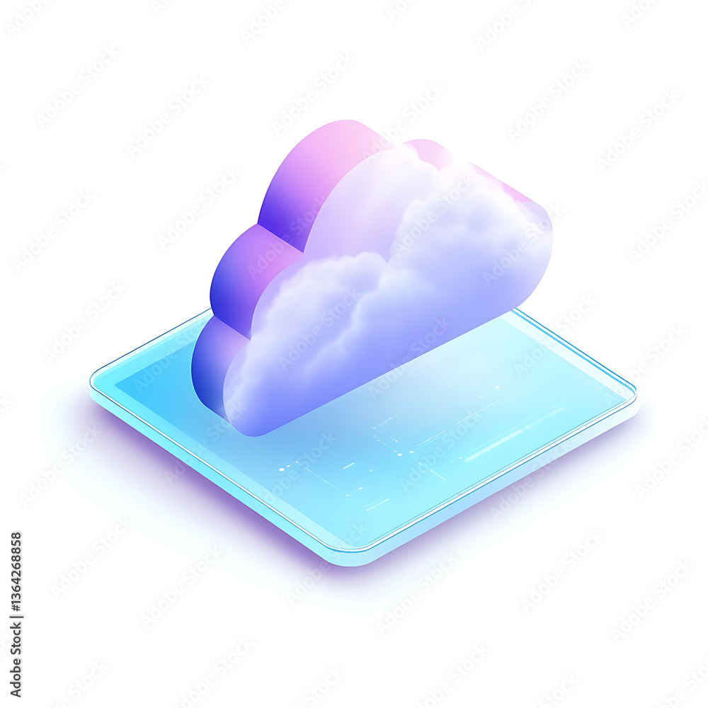 Poster cloud computing visual representation digital art cloud environment modern viewpoint technology conc