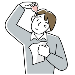 目薬をさす男性の上半身