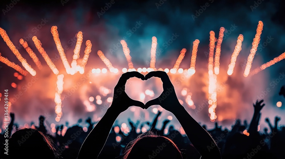Poster exhilarating scene of a lively featuring a mesmerizing fireworks display in the night sky illuminati