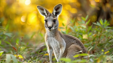 A Curious Kangaroo in the Australian Bush