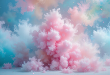 Fototapeta premium A colorful cloud of pink and blue with a white cloud in the middle