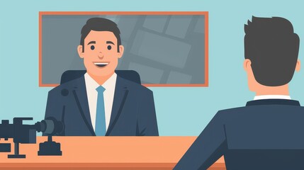 Business professional giving an interview on TV. 