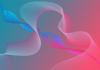 Abstract Flowing Ribbons of Color A vibrant composition of graceful, flowing ribbons in a blend of blue and pink hues against a softly graded background.